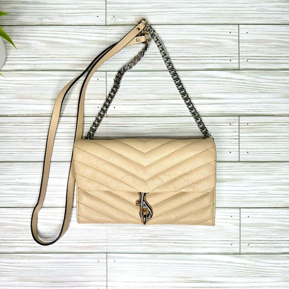 Rebecca Minkoff Quilted Edie Baguette Leather Wallet Crossbody Purse